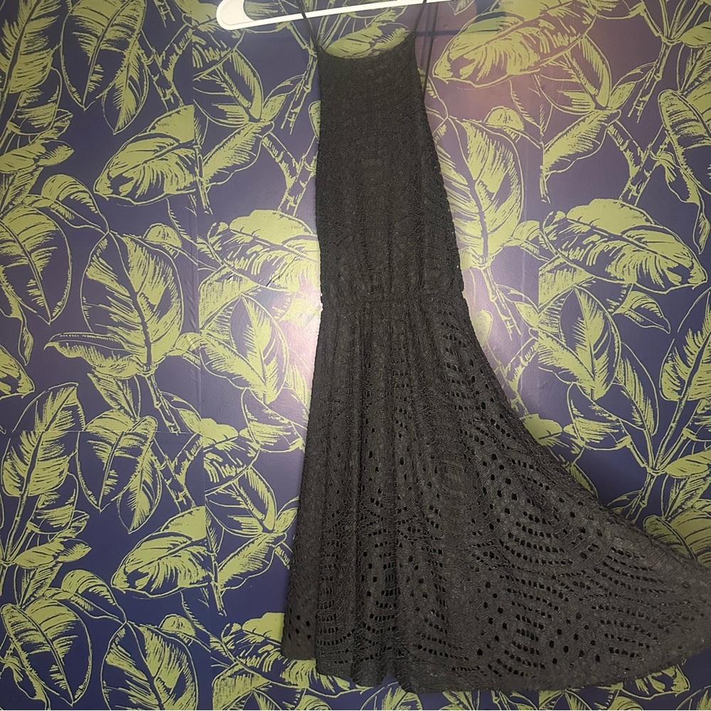 Black knit spaghetti strap dress